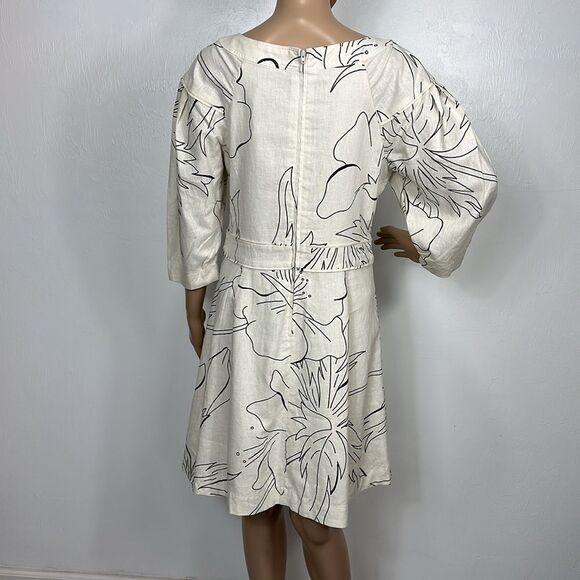 Banana Republic Linen Blend Mini Dress Stone Washed Tropical Print Size 8 - Picture 4 of 11